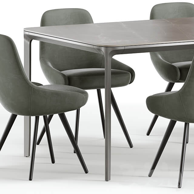 Soviet Dining Set 1 Table Chair 3D Models