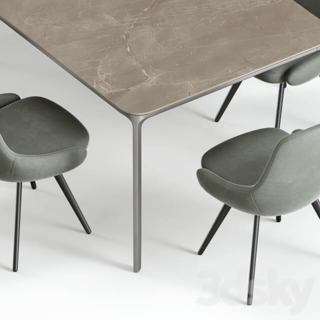 Soviet Dining Set 1 Table Chair 3D Models