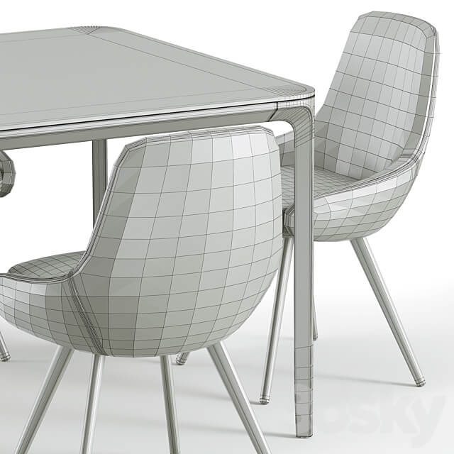 Soviet Dining Set 1 Table Chair 3D Models