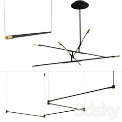 Drawing Line Gold Black collection Pendant light 3D Models 