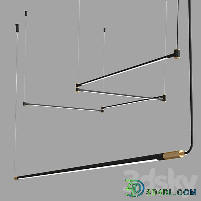 Drawing Line Gold Black collection Pendant light 3D Models