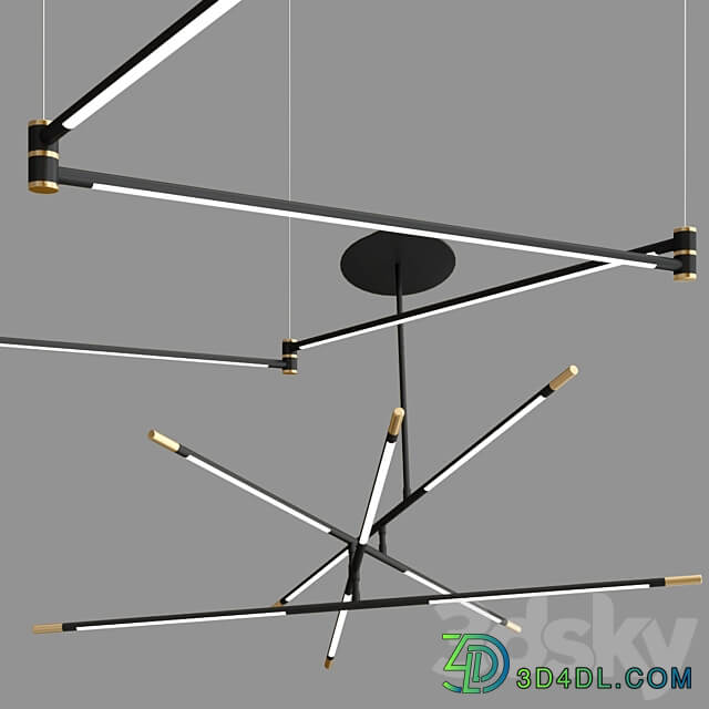 Drawing Line Gold Black collection Pendant light 3D Models