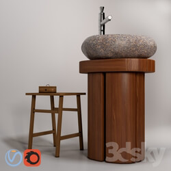 Sink Teak House quot River Stone quot outdoor basin mixer Bandini Pyramide 