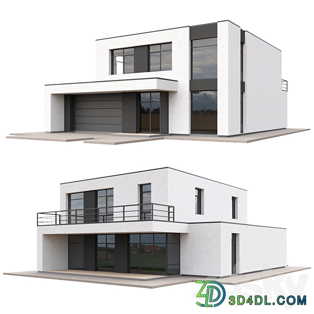 Set of low poly houses 02 3D Models