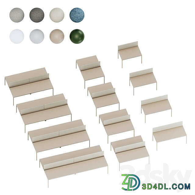 Office tables LAS Fil Rouge 3D Models