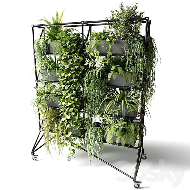 Mobile rack with plants 3D Models