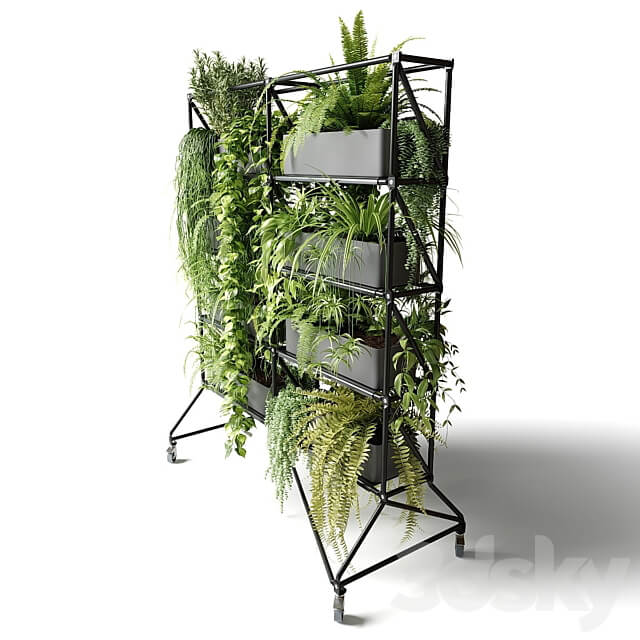 Mobile rack with plants 3D Models