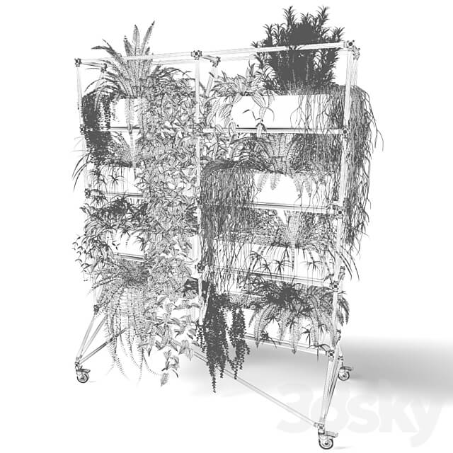 Mobile rack with plants 3D Models