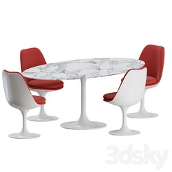 Tulip Dinning Set 02 by Knoll Table Chair 3D Models 