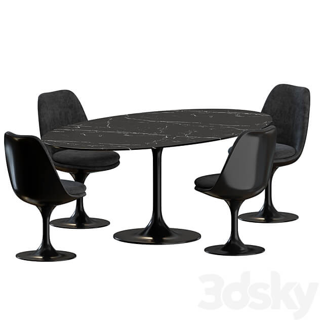 Tulip Dinning Set 02 by Knoll Table Chair 3D Models