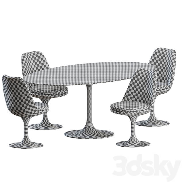 Tulip Dinning Set 02 by Knoll Table Chair 3D Models