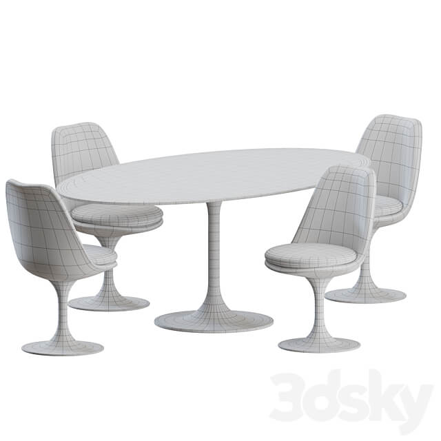 Tulip Dinning Set 02 by Knoll Table Chair 3D Models