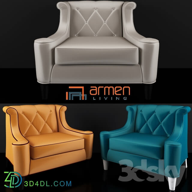 Armen Living Barrister Velvet Armchair