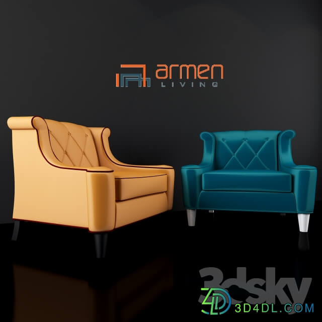 Armen Living Barrister Velvet Armchair