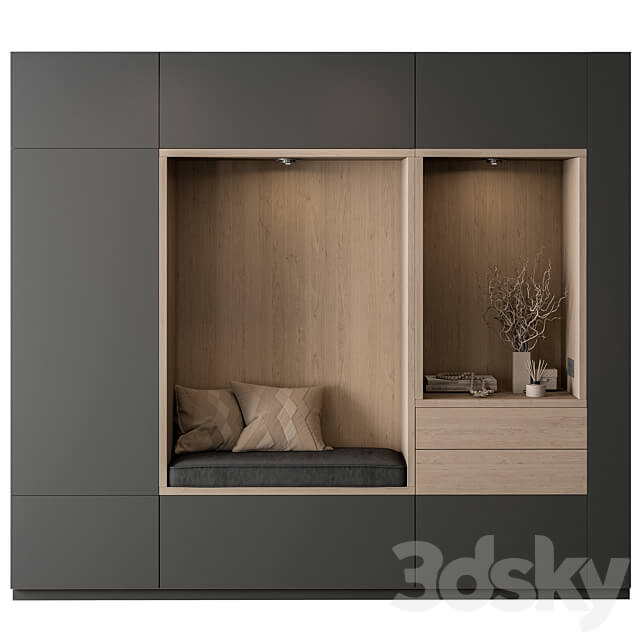 Hallway 45 Gray and Wood Entrance 3D Models