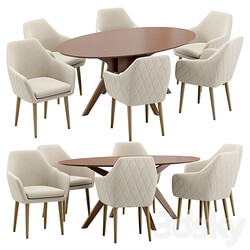 Dining chair Zoe and table Adel Table Chair 3D Models 