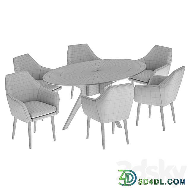 Dining chair Zoe and table Adel Table Chair 3D Models