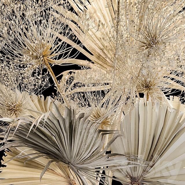 Bouquet 240. Dried flower luxury decor twigs vase hogweed twigs dry palm leaf dry stabilized painted Bouquet of bleached dry flowers 3D Models
