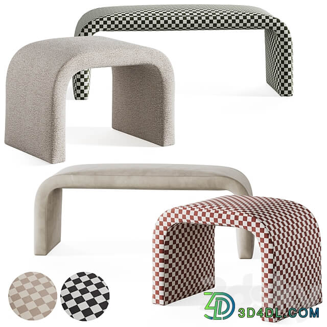 Sienna pouffe and bench by Urban outfitters 3D Models
