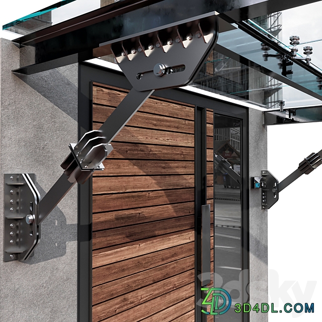 MODERN ENTRANCE WITH GLASS CANOPY NO3 3D Models