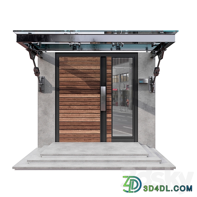 MODERN ENTRANCE WITH GLASS CANOPY NO3 3D Models