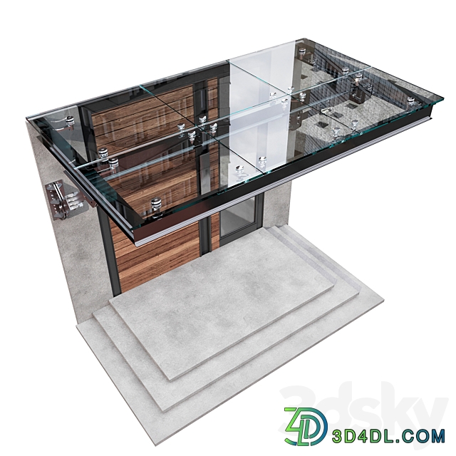 MODERN ENTRANCE WITH GLASS CANOPY NO3 3D Models