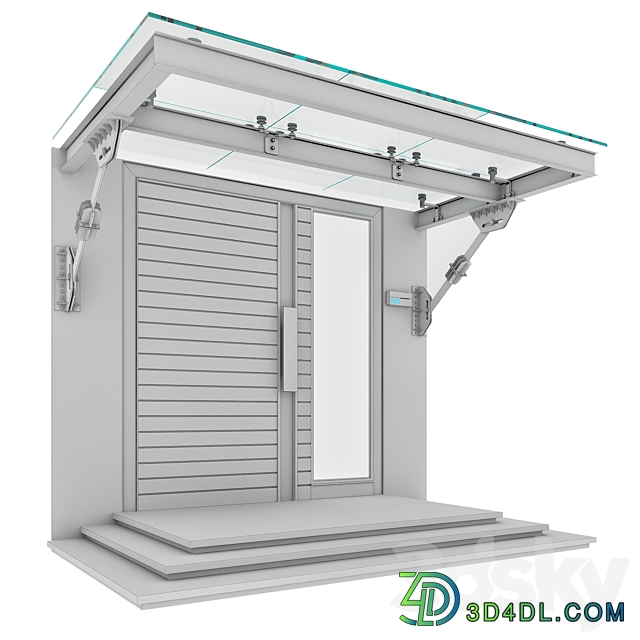 MODERN ENTRANCE WITH GLASS CANOPY NO3 3D Models