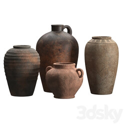 Artisan clay vases set 3D Models 
