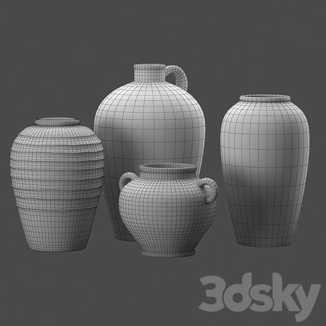 Artisan clay vases set 3D Models