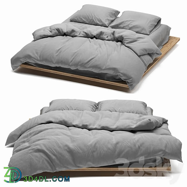 minimalist bed linen 2 Bed 3D Models