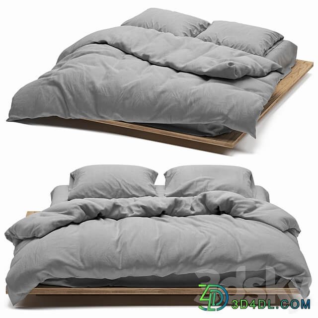 minimalist bed linen 2 Bed 3D Models