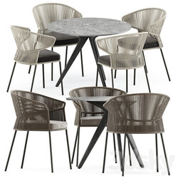 Ola 923 P IMP and Ola 923 P chairs by Potocco and Teak nero table CF 100 by manutti Table Chair 3D Models 