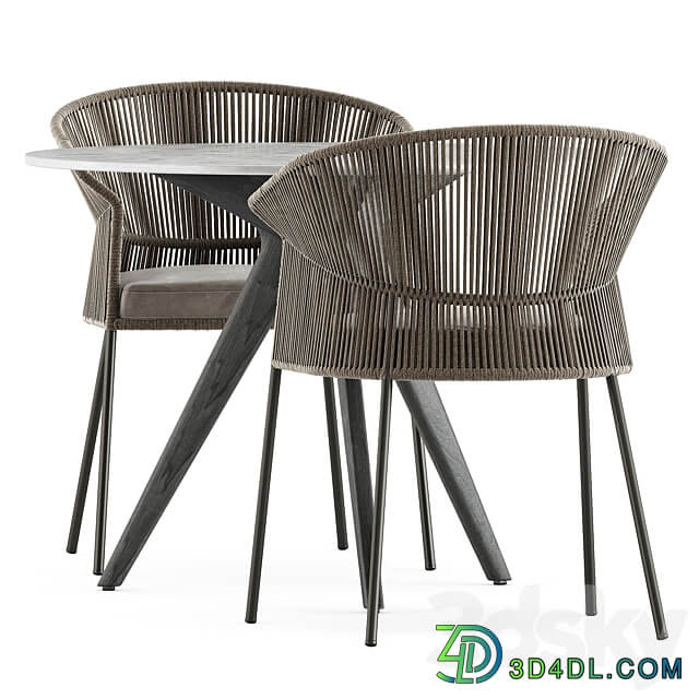 Ola 923 P IMP and Ola 923 P chairs by Potocco and Teak nero table CF 100 by manutti Table Chair 3D Models