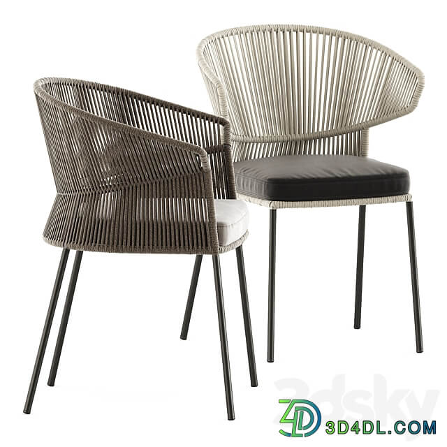 Ola 923 P IMP and Ola 923 P chairs by Potocco and Teak nero table CF 100 by manutti Table Chair 3D Models