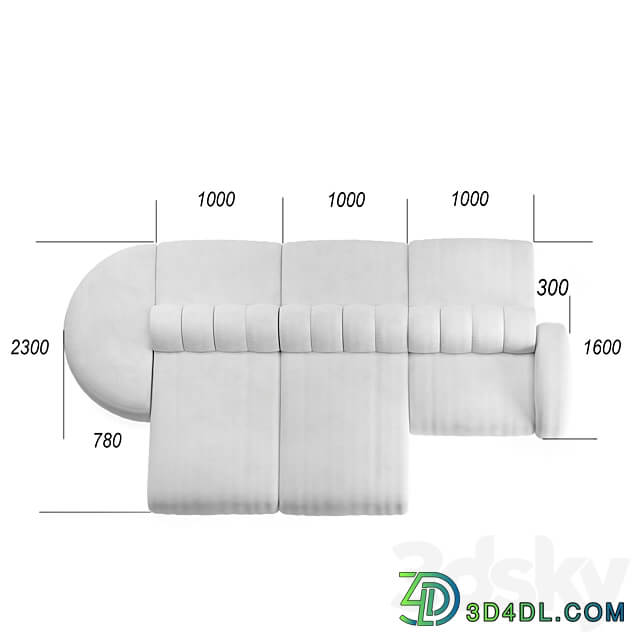 Cassia modular sofa Caffelatte 3D Models