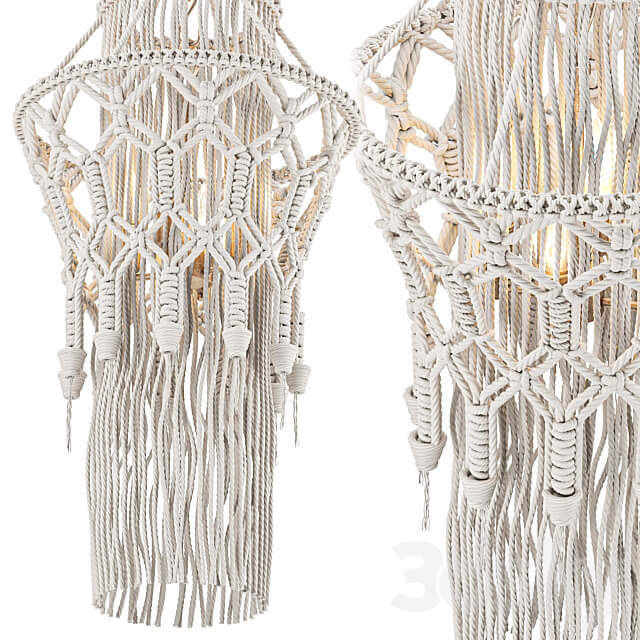 Macrame chandelier 2 Pendant light 3D Models