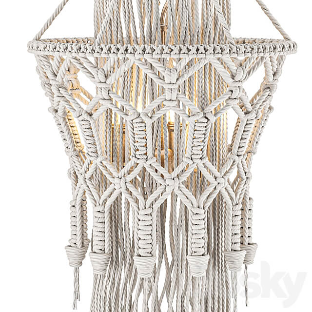 Macrame chandelier 2 Pendant light 3D Models