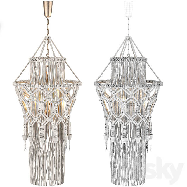 Macrame chandelier 2 Pendant light 3D Models