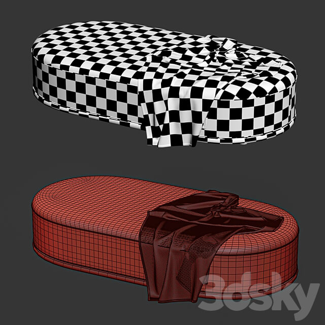 oval fabric pouf bed 3D Models