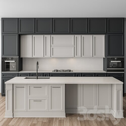 Kitchen NeoClassic Navy Blue and White Set 65 Kitchen 3D Models 