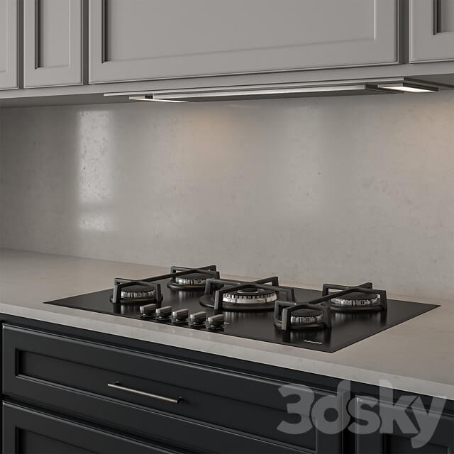 Kitchen NeoClassic Navy Blue and White Set 65 Kitchen 3D Models