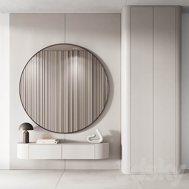 144 hallway zone 03 minimal modern with circle mirror 01 3D Models