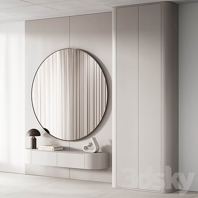 144 hallway zone 03 minimal modern with circle mirror 01 3D Models