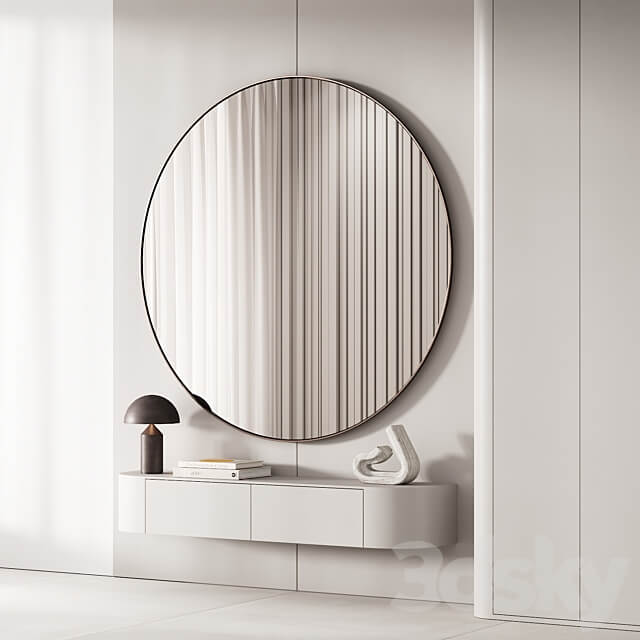 144 hallway zone 03 minimal modern with circle mirror 01 3D Models