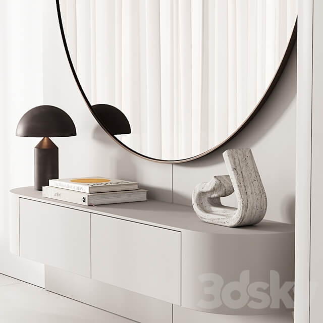 144 hallway zone 03 minimal modern with circle mirror 01 3D Models
