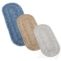 Natural Oval shape long Braided Jute Rug 3D Models 