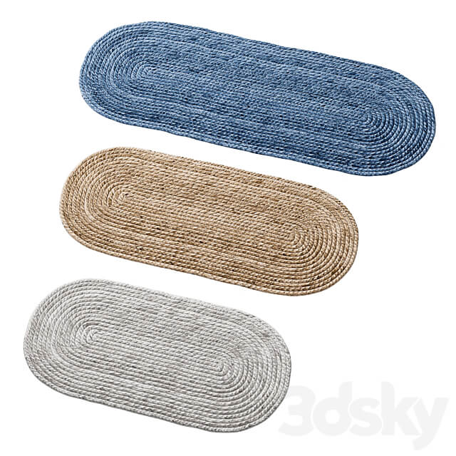 Natural Oval shape long Braided Jute Rug 3D Models