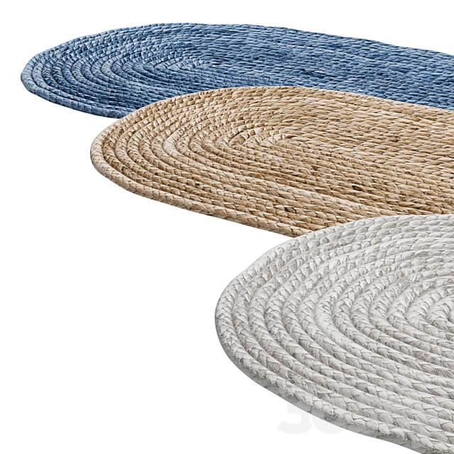 Natural Oval shape long Braided Jute Rug 3D Models