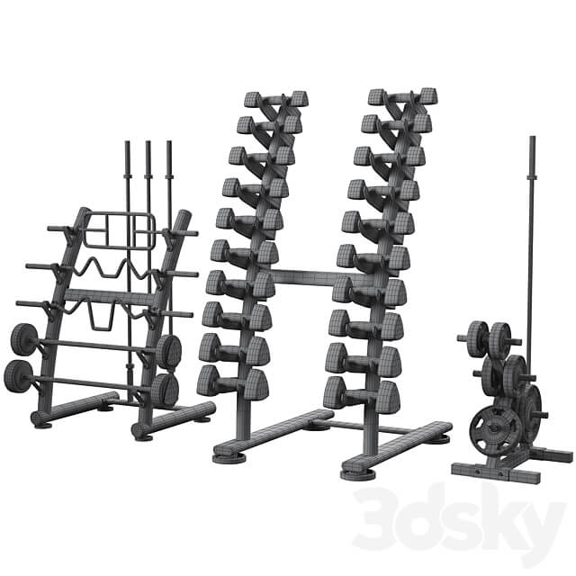 Dumbbell barbell set ZIVA 3D Models