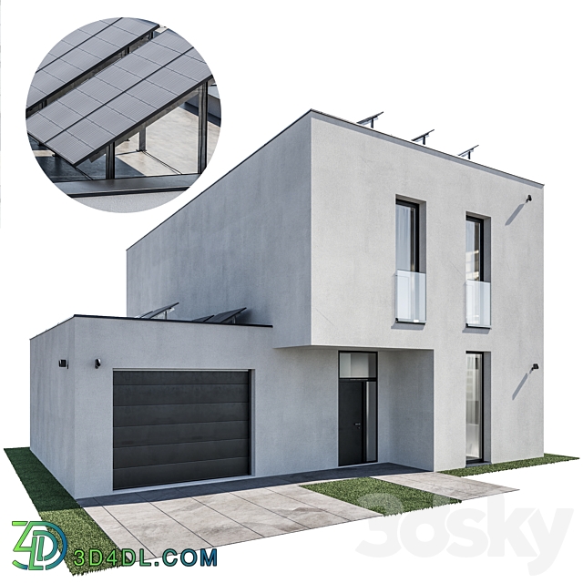 Modern house 27 at night 3D Models